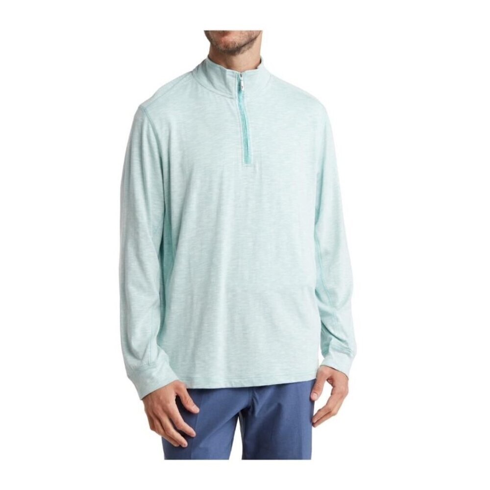 Tommy Bahama Mens Teal Half Zip Lightweight Pullover Sweatshirt Beach Sz M New